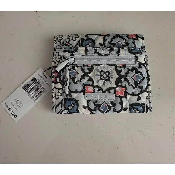 Vera Bradley RFID Mini Trifold Wallet In Havana Rose Floral Cotton With Tag - Picture 2 of 4